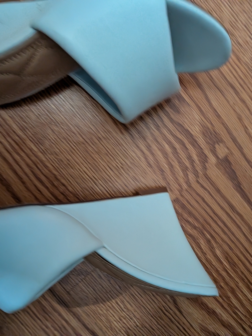 Comfort-Cushioned Slip-On Wedge Sandals in Pale Blue